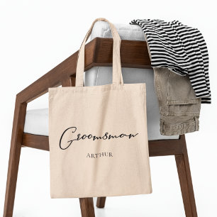 Groomsman Personalised Chic Minimalist Wedding Tote Bag