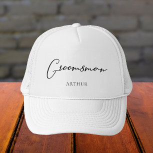 Groomsman Personalised Chic Minimalist Wedding Trucker Hat
