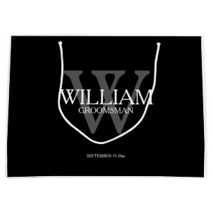 Groomsman Personalised Elegant Black Large Gift Bag