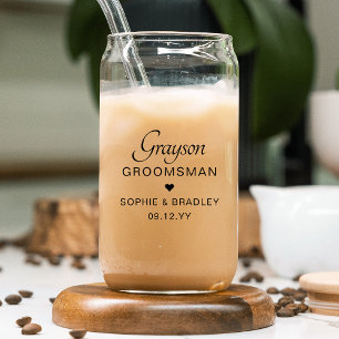 Groomsman Personalised Name Modern Wedding Gift Can Glass