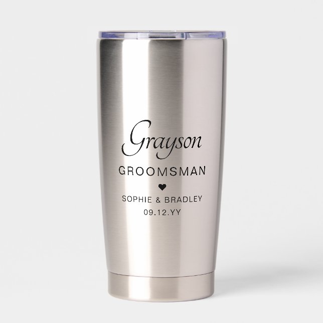 Groomsman Personalised Name Wedding Party Insulated Tumbler (Front)