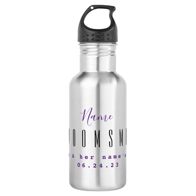 Groomsman Personalised Water Bottle HAMbyWG (Front)