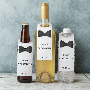 Groomsman Proposal Black Tie Bottle Hanger Tags