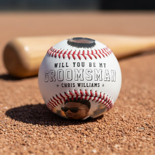 Groomsman Proposal Bowtie Photo Black & White Base Baseball