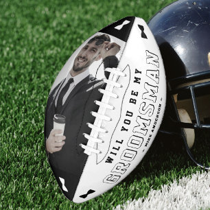 Groomsman Proposal Bowtie Photo Black & White Football