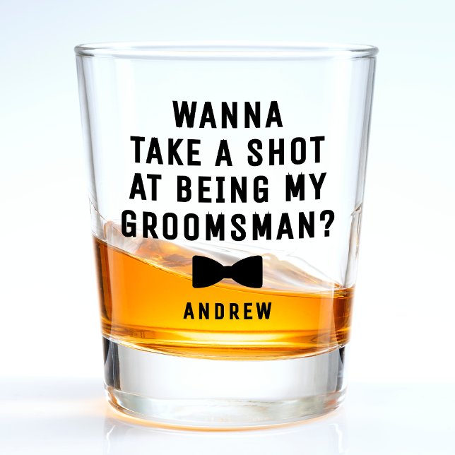 Groomsman Proposal Bowtie Take A Shot Shot Glass (Creator Uploaded)