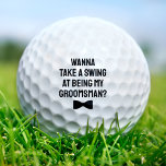 Groomsman Proposal Bowtie Take A Swing Golf Balls<br><div class="desc">Wanna take a swing,  groomsman proposal golf balls.</div>