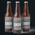 Groomsman Proposal Chug to Accept Funny Faux Wood Beer Bottle Label<br><div class="desc">Get the wedding celebration started in style with funny groomsman proposal beer bottle labels. Since they come in sets of six, an idea to add personalised names is to hand write with a white, grey or black pen. Design features a rustic grey faux wood background and stylish modern typography request...</div>
