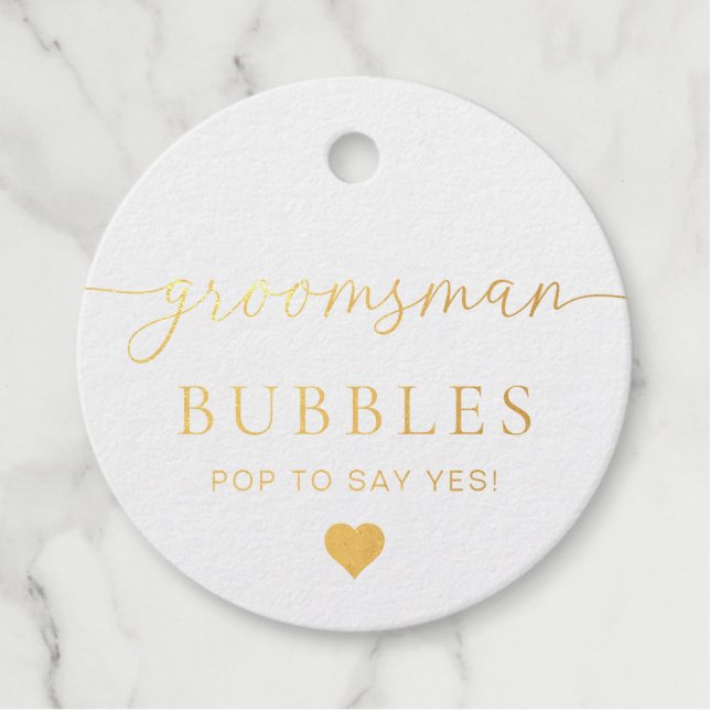 Groomsman Proposal Foil Favour Tag (Front)