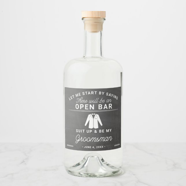 Groomsman Proposal Liquor Bottle Label Set (Front)