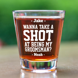 Groomsman Proposal White Typography Wedding Take a Shot Glass