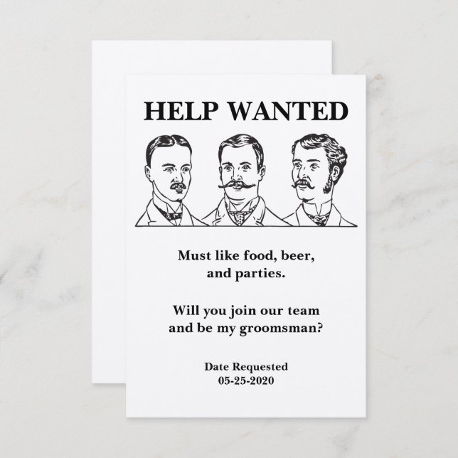 Groomsman Request Help Wanted Ad Invitation (Front/Back)