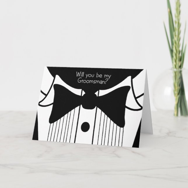 Groomsman Request on tuxedo design Invitation (Front)