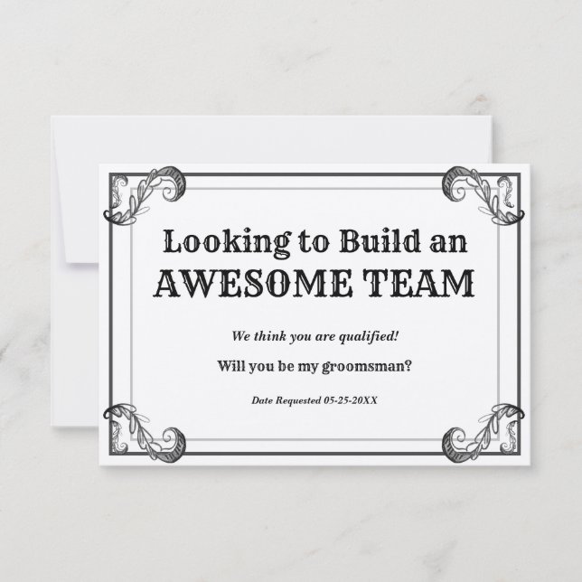 Groomsman Request Vintage Bulding a Team Invitation (Front)