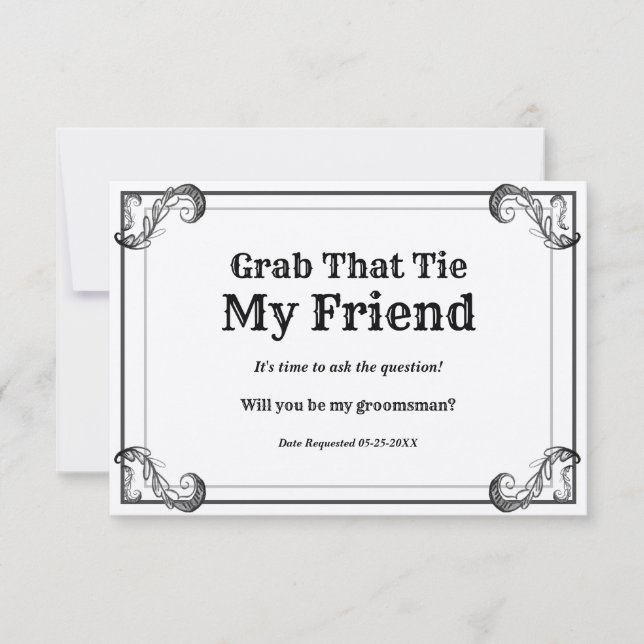 Groomsman Request Vintage Grab That Tie Invitation (Front)