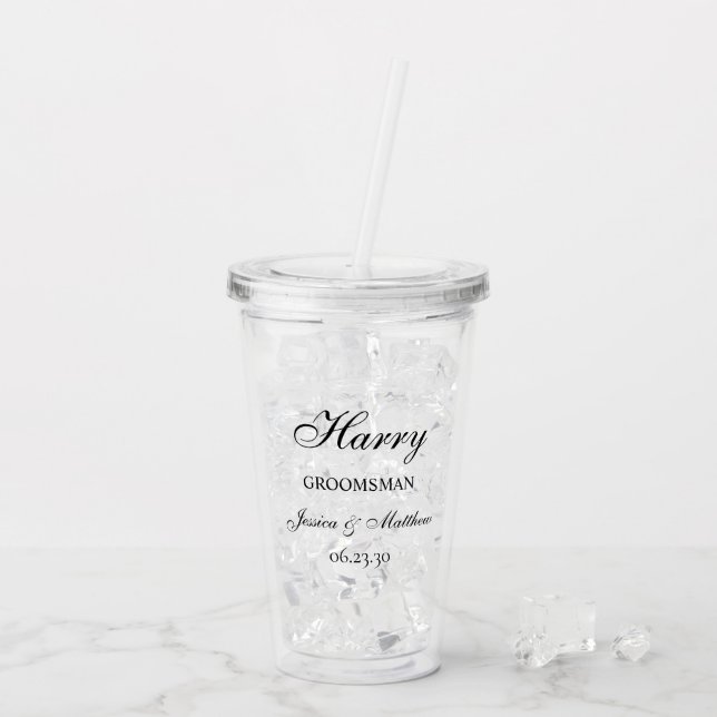 Groomsman Script Customised Acrylic Tumbler (Back Ice)