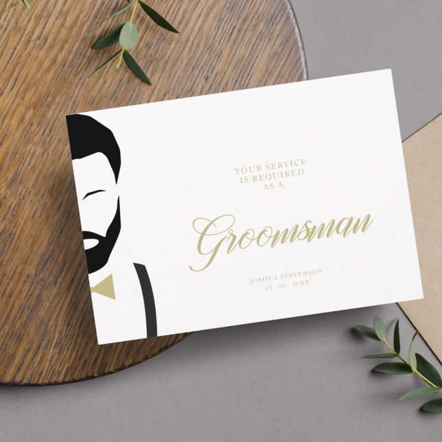 Groomsman Silhouette Simple Wedding Proposal Card (Creator Uploaded)