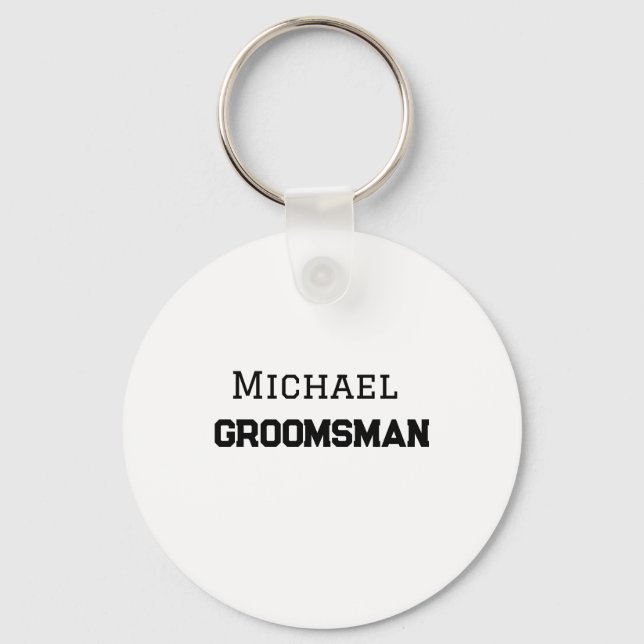 Groomsman simple minimal add name modern masculine key ring (Front)