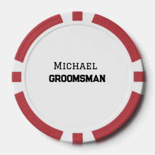 Groomsman simple minimal add name modern masculine poker chips