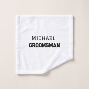 Groomsman simple minimal add name modern masculine wash cloth