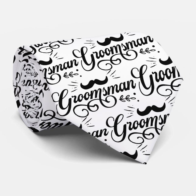 Groomsman Text Wedding Tie (Rolled)