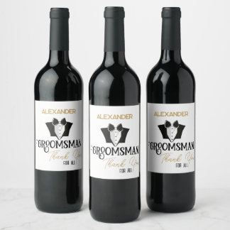Groomsman Thank You For All Elegant Personalised Wine Label