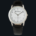 Groomsman Thank You Gift Personalised Watch<br><div class="desc">Typography editable script text with personal name in white,  wedding date and title in silver grey. An elegant and stylish keepsake gift from the bride and groom to their best man/groomsman.</div>