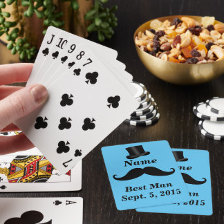 Groomsman Top Hat Best Man Custom Name and Date Playing Cards