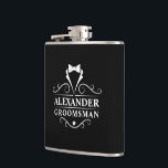 Groomsman Tuxedo Tie Black Hip Flask<br><div class="desc">Wedding Groomsman Tuxedo Tie Black Flask</div>