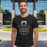 Groomsman Tuxedo Tie Black T-Shirt<br><div class="desc">Wedding Groomsman Tuxedo Tie Black T-Shirt</div>