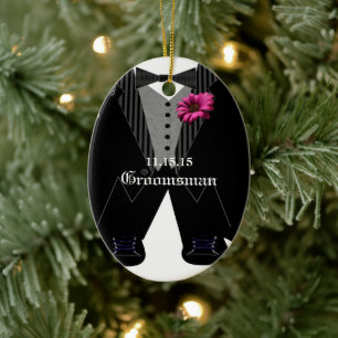 Groomsman Tuxedo Wedding Holiday Ornament