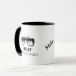 Groomsman Typography Name Black Googles Wedding Mug<br><div class="desc">Best Man / groomsman personalised black and white mug features a pair of hand drawn googles and a fancy modern editable typography script.          An inspired custom keepsake gift to offer to your groom's team at your bridal party.</div>