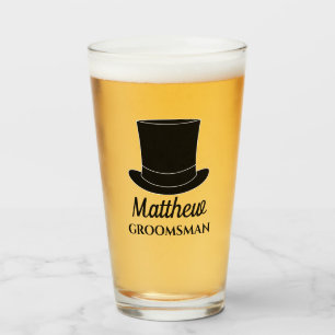 Groomsman wedding beer glass with custom name