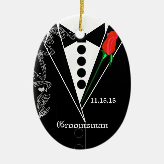 Groomsman Wedding Christmas Ornament (Front)