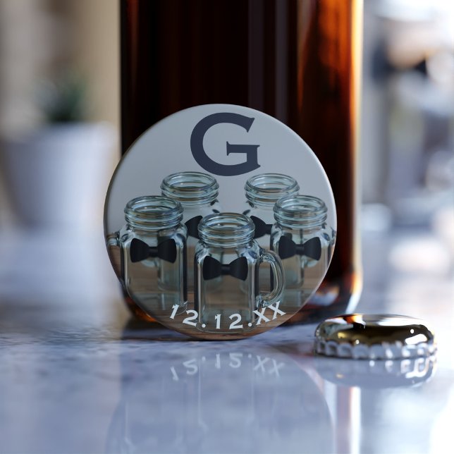 Groomsman Wedding Favor Team Groom Monogrammed Bottle Opener (Creator Uploaded)