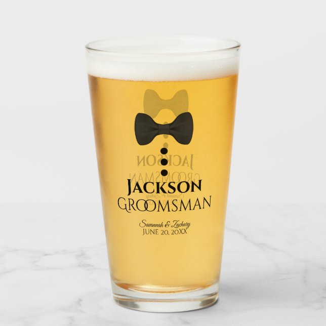 Groomsman Wedding Favour Glass Tumbler (Front Filled)
