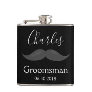 Groomsman Wedding Favour Moustache Hip Flask