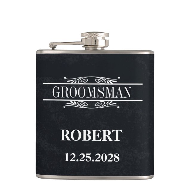 Groomsman Wedding Hip Flask (Front)