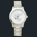 Groomsman Wedding Party Gift Cool Monogram Classic<br><div class="desc">Groomsman Groomsmen Wedding Party Gifts Cool Monogram Classic Watch. Click personalise this template to customise it with your monogram last name initial, the first name and the marriage date quickly and easily. Groomsman Wedding Party Gift Cool Monogram Classic Watch, is part of the Groomsman Gifts Collection in this store. 30...</div>