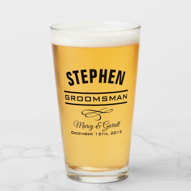 GROOMSMAN WEDDING PARTY TUMBLER GLASS (Front Filled)