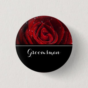 Groomsman Wedding Red Roses 3 Cm Round Badge