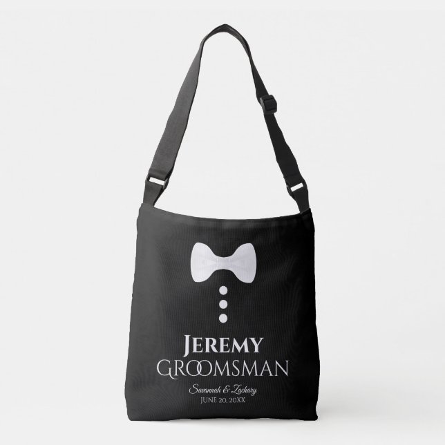 Groomsman White Tie Wedding Swag Bag (Front)