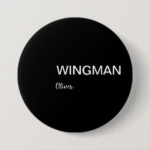 Groomsman Wingman Personal Black White 7.5 Cm Round Badge