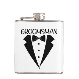 Groomsman word art Wedding Hip Flask