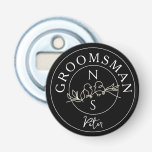 Groomsmen  bottle opener<br><div class="desc">Contemporary,  trendy,  simple,  modern,  unique black and white personalised Groomsman gift bottle opener with monogram - initials,  name and trendy handwritten calligraphy script.</div>