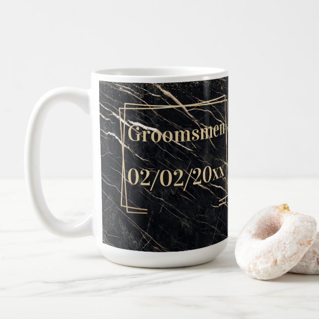 Groomsmen Elegant: Golden Marble Coffee Mug (With Donut)