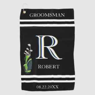 Groomsmen Gift Custom Monogram Name Clubs Golf Towel