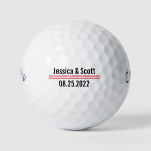 Groomsmen Gift Custom Text Red Lines Golf Balls
