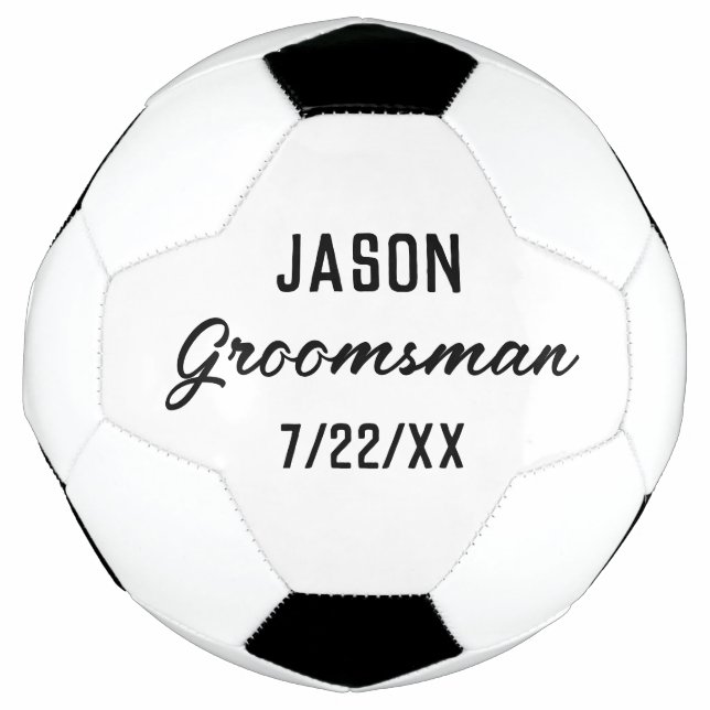 Groomsmen Gift Custom Text Wedding Favour Soccer Ball (Front)
