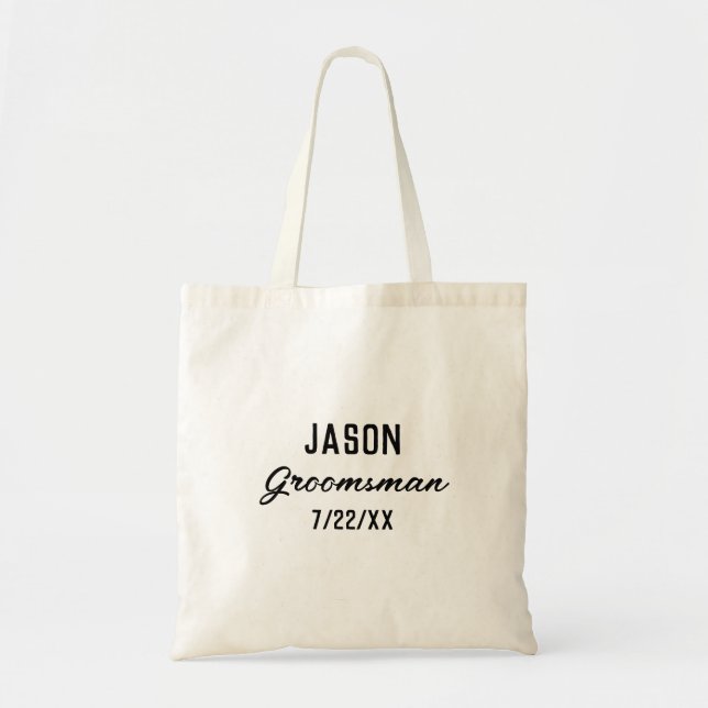 Groomsmen Gift Custom Text Wedding Favour Tote Bag (Front)
